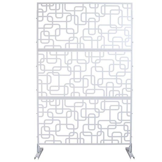 Outdoor & Indoor Privacy Screen Metal Privacy Screen 76' H×48' W, Freestanding Decorative Privacy Screen for Deck Balcony Patio, Privacy Fence Panels for Outside Lawn Garden PS114 WHITE SolidRoot Buy Furniture USA