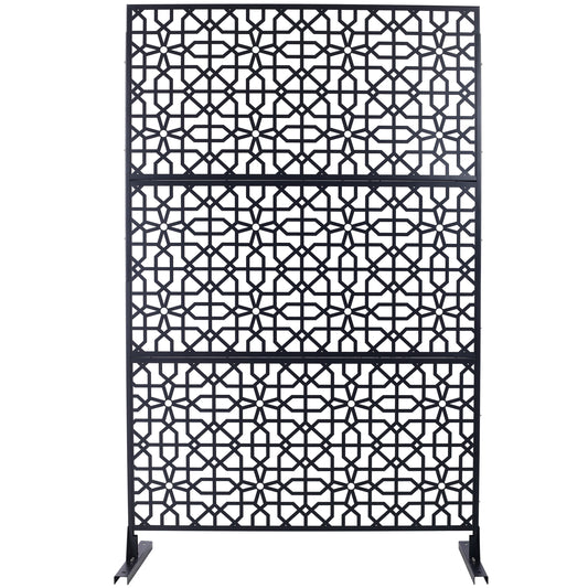 Outdoor & Indoor Privacy Screen Metal Privacy Screen 76' H×48' W Freestanding Decorative Privacy Screen Black Steel SolidRoot Buy Furniture USA