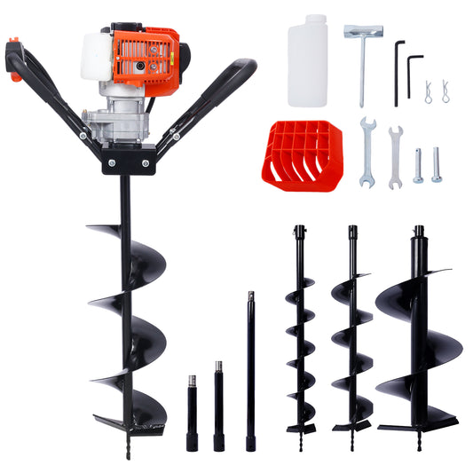 V-Type 52CC 2 Stroke Gas Post Hole Digger One Man Auger EPA Machine Plant Soil Digging Fence withHole Digger Replacement Auger Bits L4'+L6'+L8'+L12' DRILL BITS+EXT ROD KITS SolidRoot Buy Furniture USA