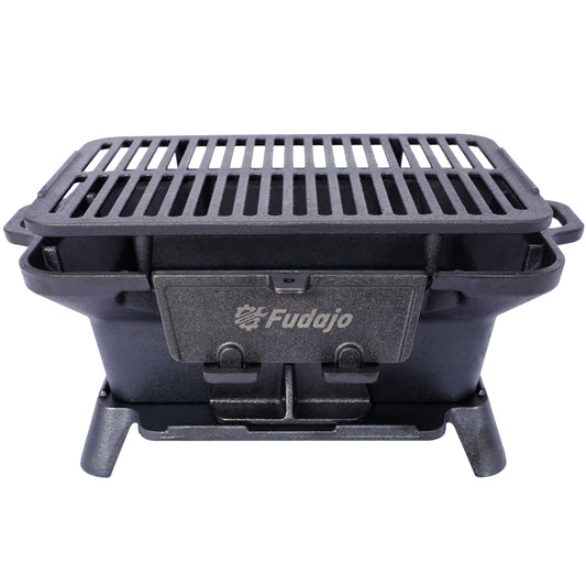 Oval Cast Iron Grill Outdoor, Portable Charcoal Grill and Tabletop Cast Iron Skillet - 100% Cast Iron, Enameled, Durable, Small Charcoal Grill, Camping Stove, Hibachi Grill SolidRoot Buy Furniture USA