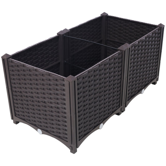 Deep Raised Garden Bed Plastic Planter Boxes for Vegetables Flowers Herbs and Succulents,Self-Watering Planter Box Raised Bed to Grow Flowers, Herbs & Vegetables, 31.5' L X 15.7' D X 14.7' H SolidRoot Buy Furniture USA