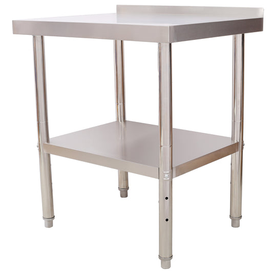 30'W x 24'D Stainless Steel Work Table with Backsplash - Commercial Grade Prep Station with Adjustable Undershelf (440 lbs Capacity) SolidRoot Buy Furniture USA