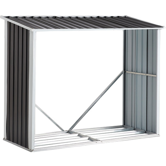 Log Storage Shed, Log Holder with Roof, Log Storage Shed, Firewood Rack for Backyard Garden Patio Porch, Anthracite Galvanized Steel 70.9' SolidRoot Buy Furniture USA