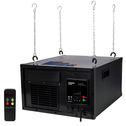 Remote-Controlled Air Filtration System,10 Positions Adjust,120V 60Hz,Airflow Speed: 250~510 cfm,Black color SolidRoot Buy Furniture USA