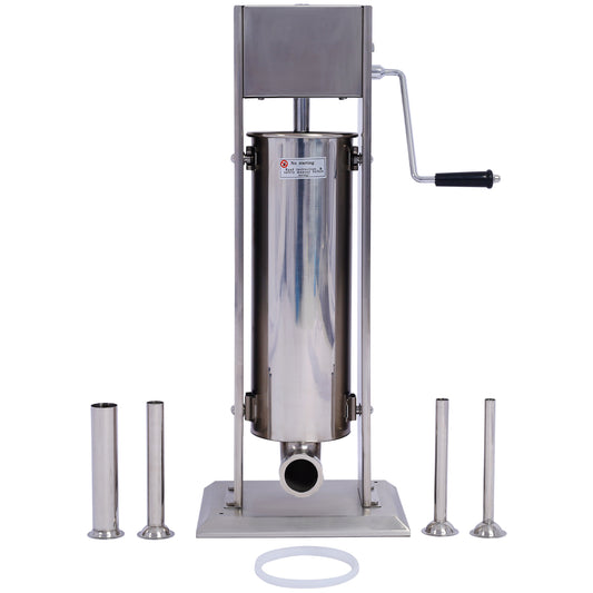 Stainless Steel Commercial Sausage Stuffer,Dual Speed Vertical Sausage Maker 7LB/3, Meat Filler with 4 Stuffing Tubes SolidRoot Buy Furniture USA