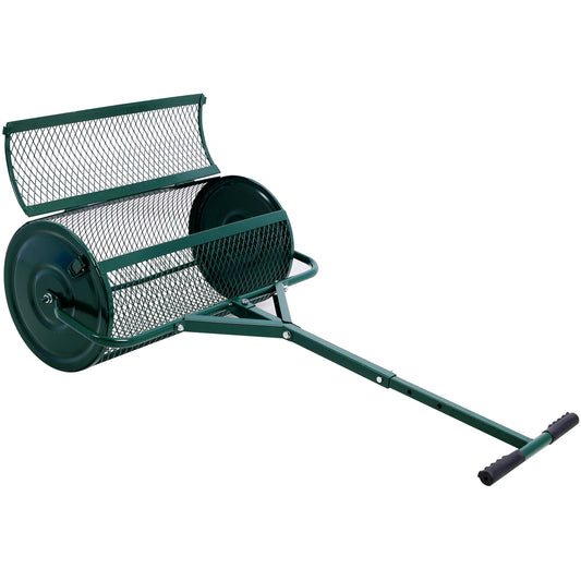 Peat Moss Spreader 24inch,Compost Spreader Metal Mesh,T shaped Handle for planting seeding,Lawn and Garden Care Manure Spreaders Roller SolidRoot Buy Furniture USA