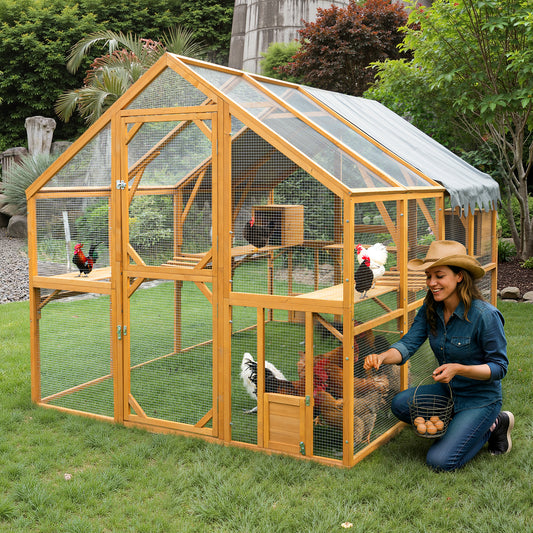 Outdoor Yellow Chicken Coop Enclosures 110' Large Kitten Playpen,Upgrade Waterproof Cover SolidRoot Buy Furniture USA