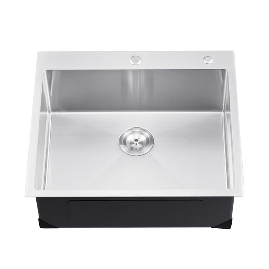 25' Kitchen Sink Top Mount Single Bowl Drop-In Basin Stainless Steel Bar - SolidRoot Buy Furniture USA