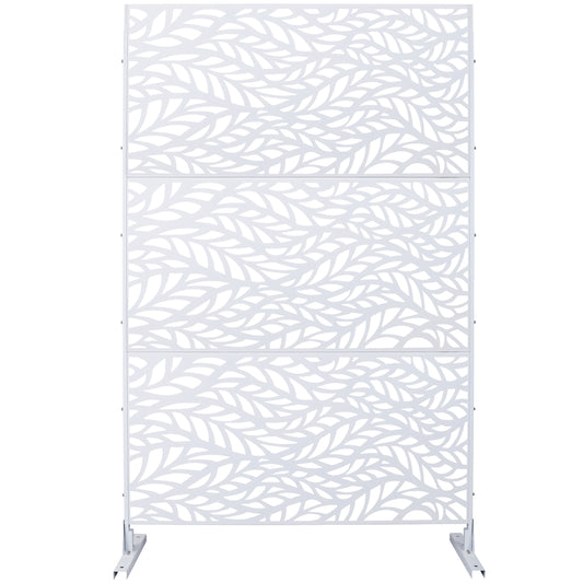 Outdoor & Indoor Privacy Screen Metal Privacy Screen 76' H×48' W, Freestanding Decorative Privacy Screen for Deck Balcony Patio, Privacy Fence Panels for Outside Lawn Garden PS110 WHITE SolidRoot Buy Furniture USA