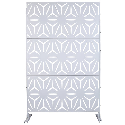 Outdoor & Indoor Metal Privacy Screen 76' H×48' W in White, Freestanding Decorative Panels for Deck, Balcony, Patio, Lawn, and Garden SolidRoot Buy Furniture USA