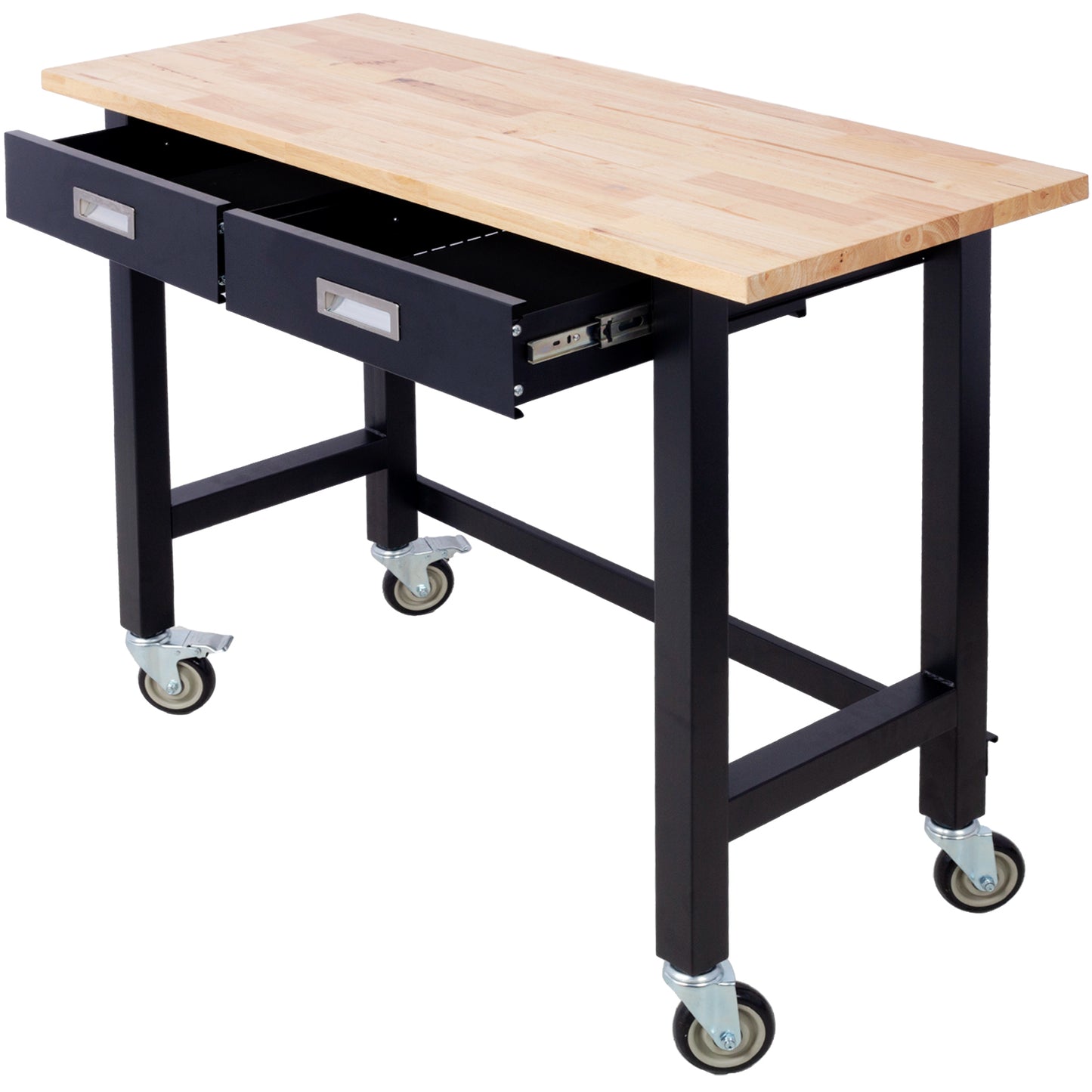 48in Work Bench, Workbench with Drawer Storage, Heavy Duty Bamboo Wood Work Table with Wheels for Garage Home Office SolidRoot Buy Furniture USA