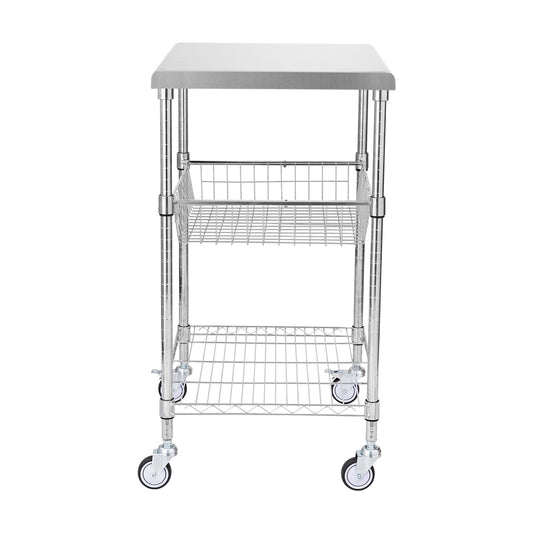 3-Tier Utility Cart Rolling Cart on Wheels 24'x20'x36.6' 470 LBS 6 Hooks - SolidRoot Buy Furniture USA