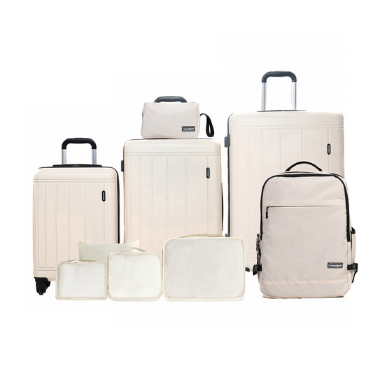 9-Piece Set (20'24'28 + a backpack, a toiletry bag, and 4 storage bags) ,ABS+PC Hardshell Carry on Luggage Set with TSA Lock Carry On Suitcase Luggage Durable Suitcase Color WHITE SolidRoot Buy Furniture USA