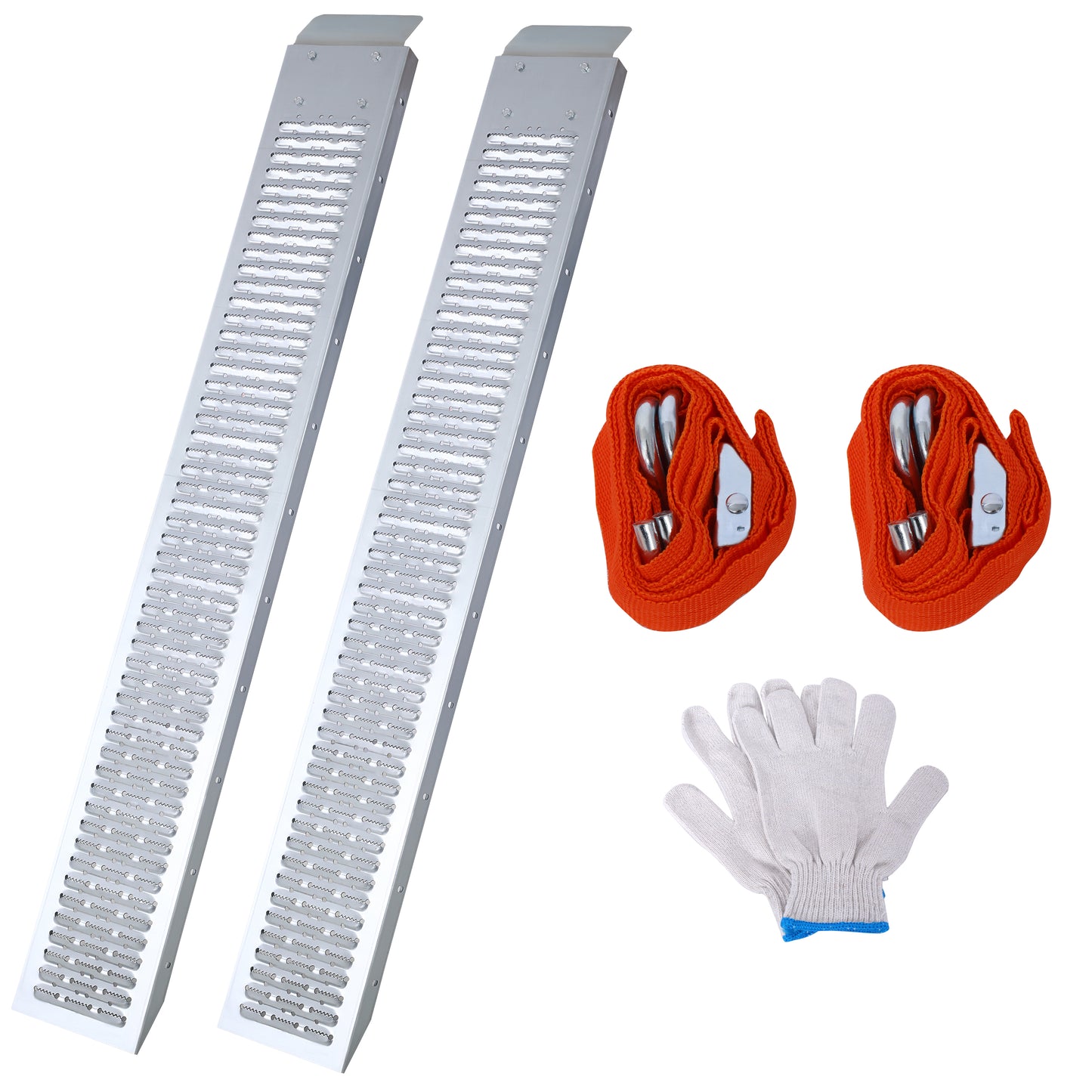 66' L Loading Ramps, 960lbs Capacity Loading Ramps for Pickup Trucks, Steel Motorcycle Ramp, Dirt Bike Ramp for Truck, Lawn Mower, Snowblower, ATV, Quad, Pack of 2 ,with 2pcs tie straps,1pair gloves SolidRoot Buy Furniture USA