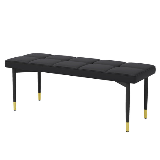 Multifunctional Black Shoe Bench - Faux PU Cushion, Sturdy Metal Legs With Gold Accents.Suitable For Bedroom,Fitting room, Storage room, Dining room, and Living room,etc. SolidRoot Buy Furniture USA