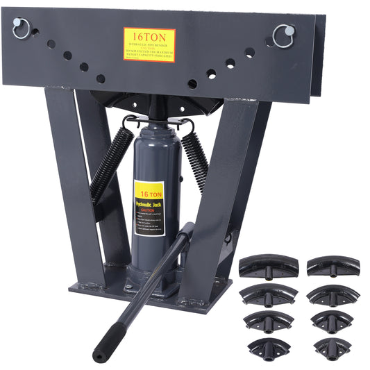 16 Ton Pipe Tube Bender Manual Hydraulic, Piping Bending Exhaust Tube Fabric w/8 Dies(1/2,3/4,1,1-1/4,1-1/12,2,2-1/2,3) Adjustable Rollers 90-180 Degree Bend Steel Iron Metal Ratcheting,dark gray SolidRoot Buy Furniture USA