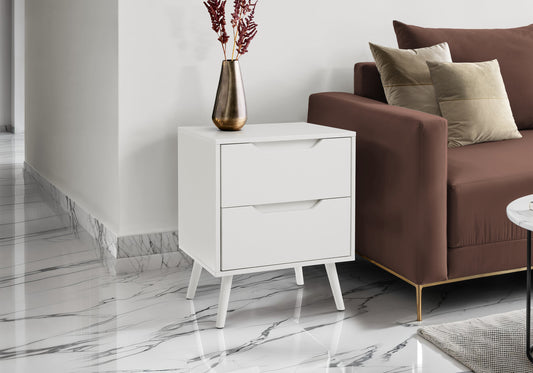 Accent Table, Side Table, End, Storage Drawer, Nightstand, Bedroom, Living Room, White Laminate, Modern, Contemporary SolidRoot Buy Furniture USA