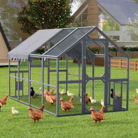Outdoor Chicken Coop Enclosures 110' Large Kitten Playpen ,Upgrade Waterproof Cover-GREY SolidRoot Buy Furniture USA