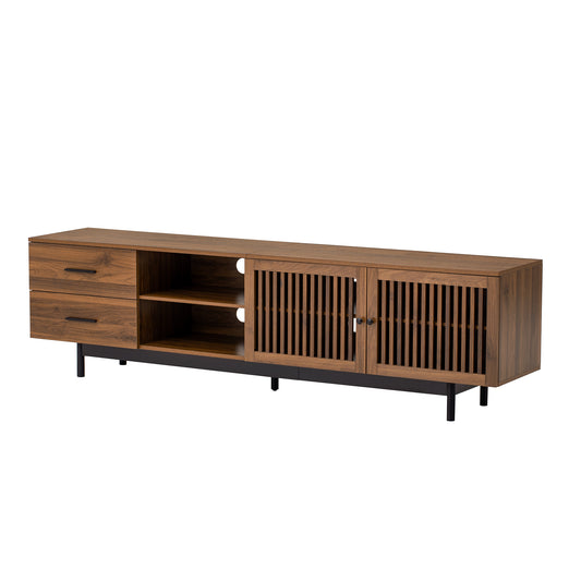 78 inch Modern TV Stand for TVs up to 85 inches, Entertainment Center with Deep Drawers & Cable Management, Soft-Closing Hinges, Solid Wood Legs in Walnut Finish - SolidRoot Buy Furniture USA