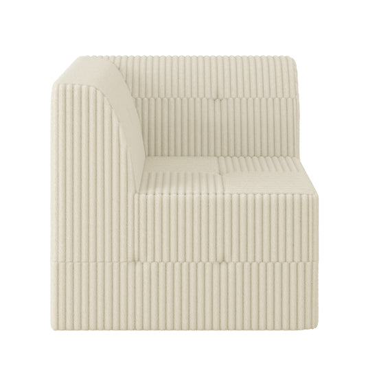Modern Minimalist Corner Sofa Compressed Sectional in White Corduroy with Sleeper Function SolidRoot Buy Furniture USA