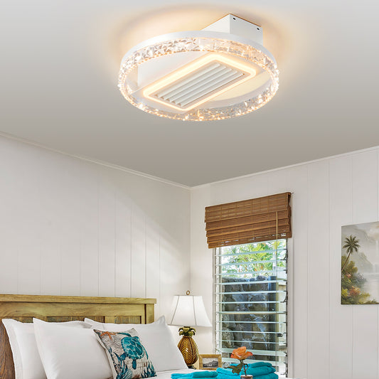 20' LED Bladeless Ceiling Fan Light with Remote Control – Modern Flush Mount Ceiling Lamp with Air Circulation and Adjustable Brightness for Living Room, Dining Room, or Bedroom SolidRoot Buy Furniture USA