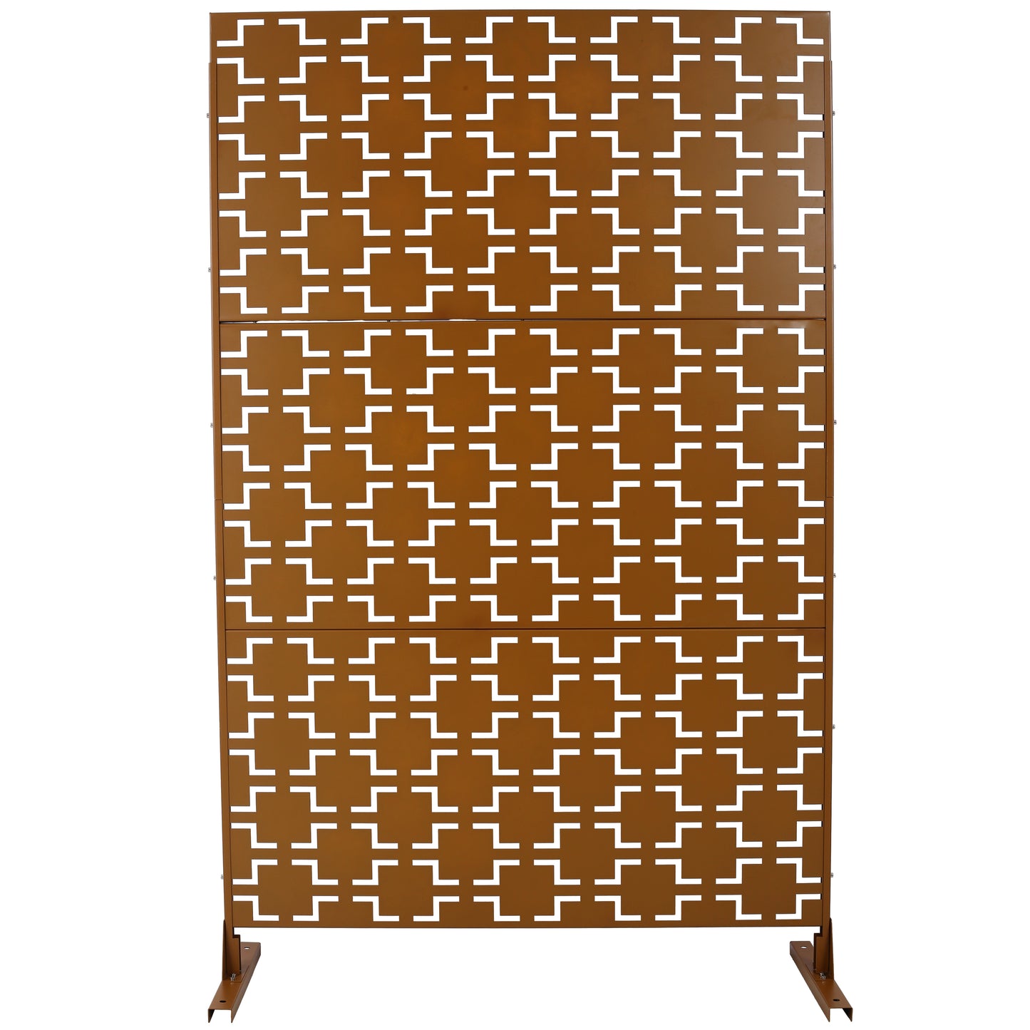 Outdoor & Indoor Freestanding Decorative Privacy Screen for Deck Balcony Patio, Metal Privacy Screen Brown 76' H×48' W SolidRoot Buy Furniture USA