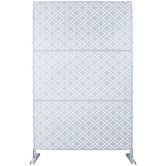 Outdoor & Indoor Privacy Screen Metal Privacy Screen 76' H×48' W, Freestanding Decorative Privacy Screen for Deck Balcony Patio, Privacy Fence Panels for Outside Lawn Garden PS107 WHITE SolidRoot Buy Furniture USA