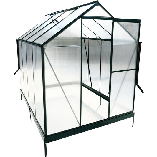 6.3'*8.2'*7' Polycarbonate Greenhouse, Heavy Duty Outdoor Aluminum Walk-in Green House Kit with Rain Gutter, Vent and Door for Backyard Garden, color green SolidRoot Buy Furniture USA