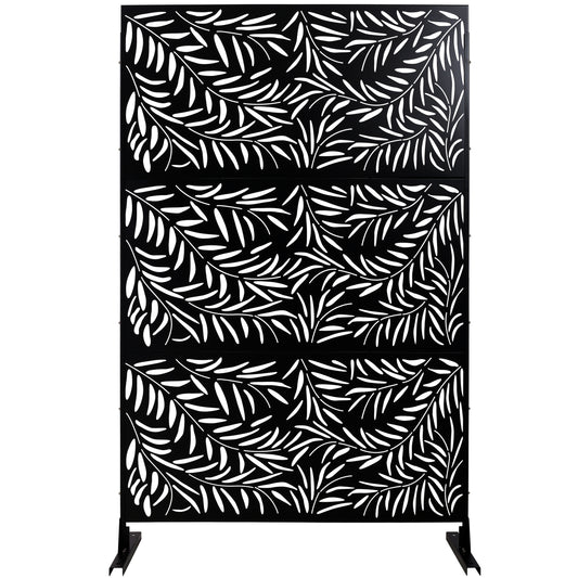 Outdoor & Indoor Privacy Screen Metal Privacy Screen 76' H×48' W, Freestanding Decorative Privacy Screen for Deck Balcony Patio, Privacy Fence Panels for Outside Lawn Garden PS119 BLACK SolidRoot Buy Furniture USA