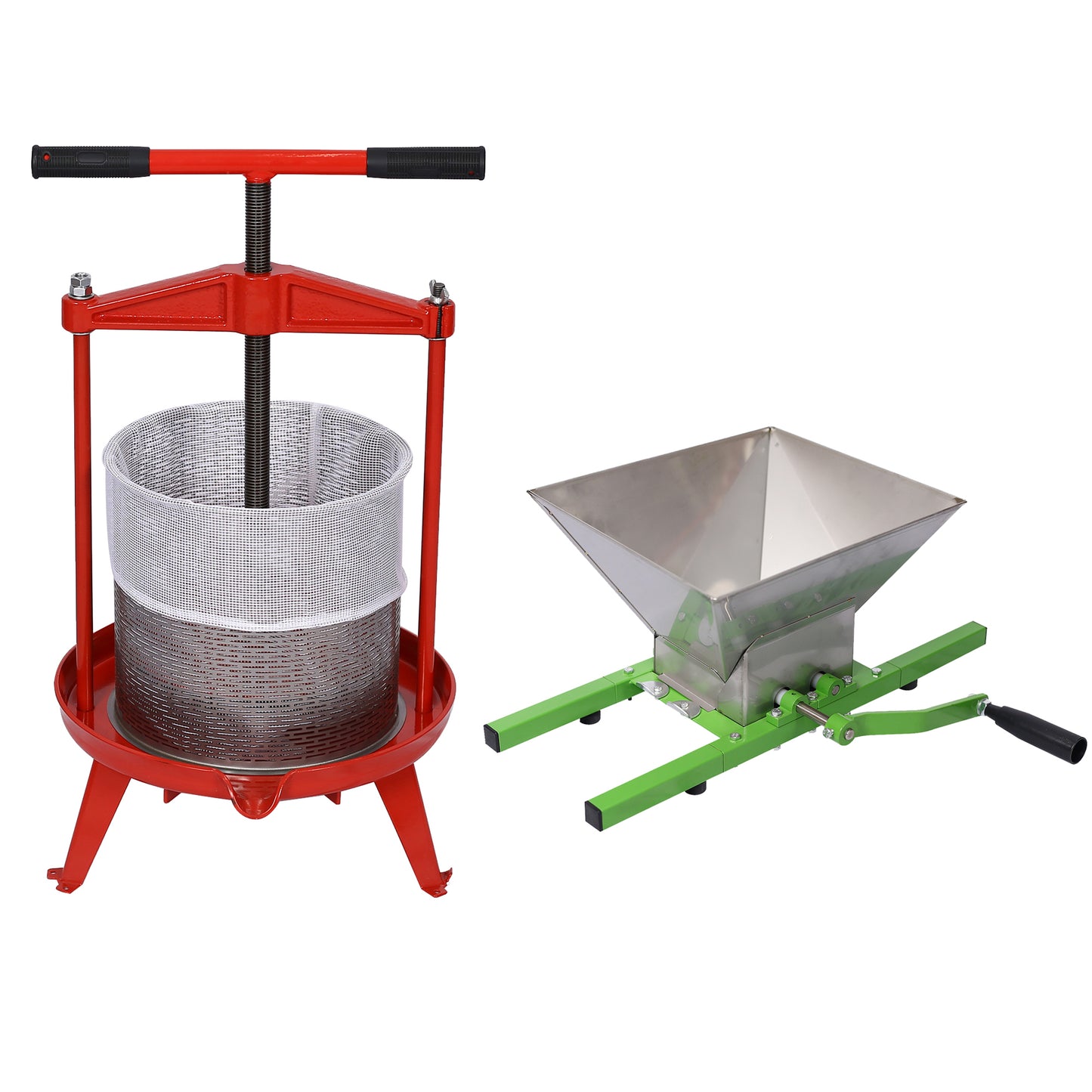 Manual Fruit Wine Press and Crusher for Kitchen, 100% Natural Juice Maker, Green Steel, Large Capacity SolidRoot Buy Furniture USA