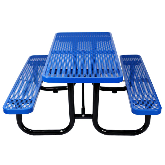 6 ft. Rectangular Outdoor Steel Picnic Table ,BLUE,with umbrella pole SolidRoot Buy Furniture USA