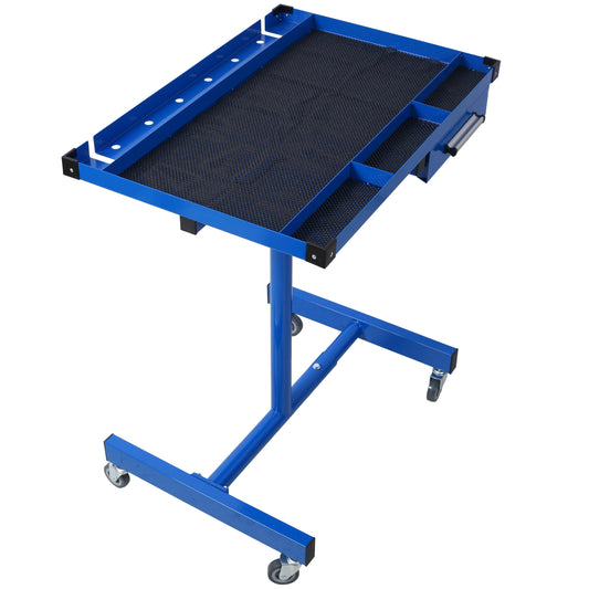 Adjustable Tear Down Work Table with Drawer for Garages, Repair Shops, and DIY, Portable, (4) 2.5' Swivel Casters, 220 Pound Capacity, Rubber Corners, Heavy Duty Steel,blue SolidRoot Buy Furniture USA