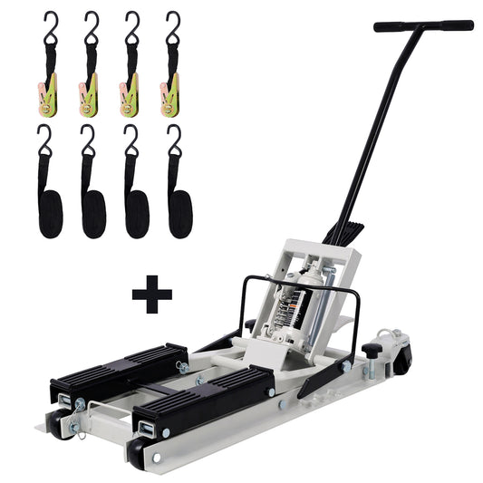 Hydraulic Motorcycle Lift Jack, 1500 LBS Capacity ATV Scissor Lift Jack, Portable Motorcycle Lift Table with 4 Wheels, Hydraulic Foot-Operated Hoist Stand with 2xtie down gray SolidRoot Buy Furniture USA
