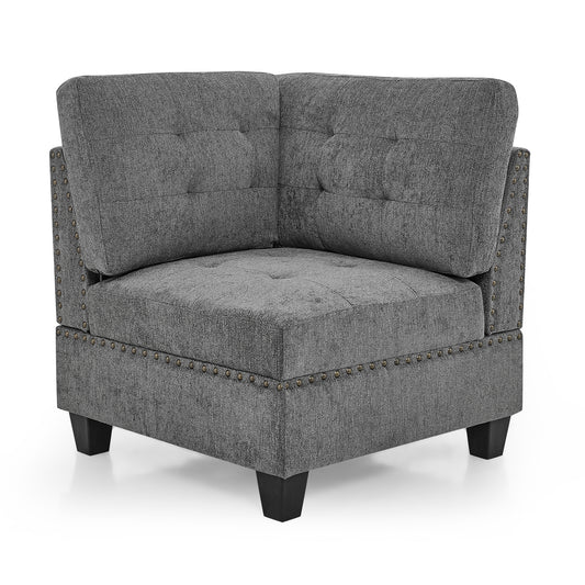 Modular Corner Sofa with Chenille Upholstery, Grey, 31.5'x31.5'x36.5' SolidRoot Buy Furniture USA