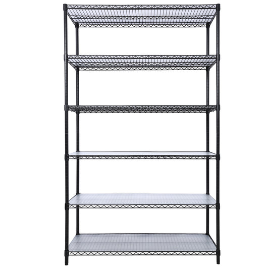 6 Tier 6000lbs Capacity NSF Metal Shelf Wire Shelving Unit, Heavy Duty Adjustable Storage Rack with Wheels & Shelf Liners for Commercial Grade Utility Steel Storage Rack, Black - 84'H x 48'L x 20'D SolidRoot Buy Furniture USA