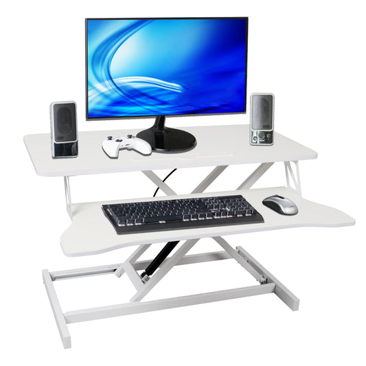 Adjustable Height Standing Laptop Desk,Adjustable Sit to Stand Up Workstation with Keyboard Tray,White SolidRoot Buy Furniture USA