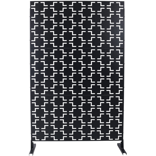 Outdoor & Indoor Freestanding Decorative Privacy Screen, Metal Privacy Fence Panels, Black, 76' H x 48' W SolidRoot Buy Furniture USA