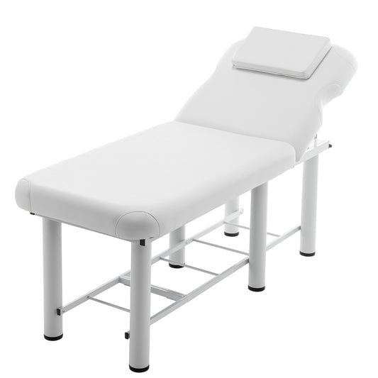 Professioanl Massage Table , Backrest Adjustable, Removable Headrest, Bottom Shelf Storage , Memory Foam Layer Salon Bed,White SolidRoot Buy Furniture USA