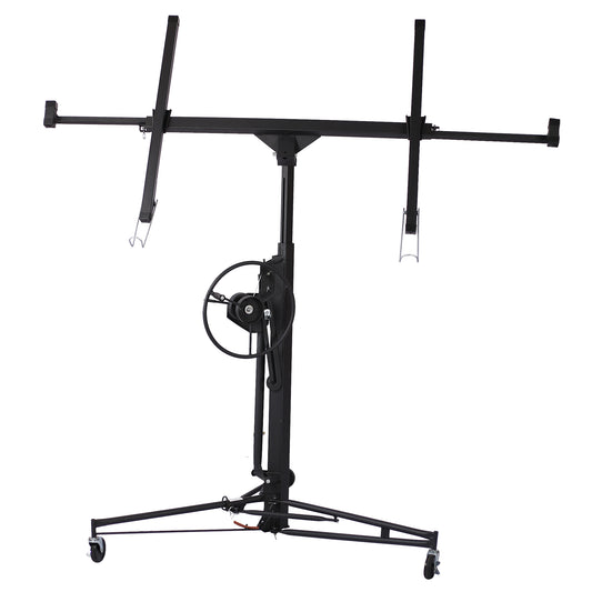 Black Drywall Panel Hoist Lift with 16ft Reach, Welded Steel, 150 lbs Capacity SolidRoot Buy Furniture USA