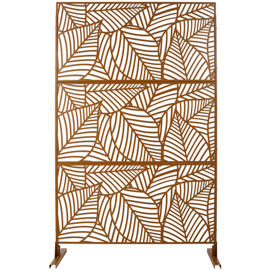 Outdoor & Indoor Privacy Screen Metal Privacy Screen 76' H×48' W, Freestanding Decorative Privacy Screen for Deck Balcony Patio, Privacy Fence Panels for Outside Lawn Garden PS111 BROWN SolidRoot Buy Furniture USA