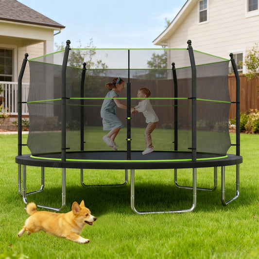 14ft Trampoline with Ladder and Enclosure Net for Kids and Adults, Heavy-duty 14' Outdoor Trampoline for Backyard - SolidRoot Buy Furniture USA
