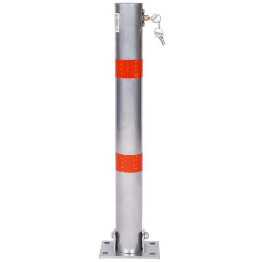 Parking bollard,pole barrier with lock ,car parking protection posts,home garage street decor ,parking barrier Round gray SolidRoot Buy Furniture USA