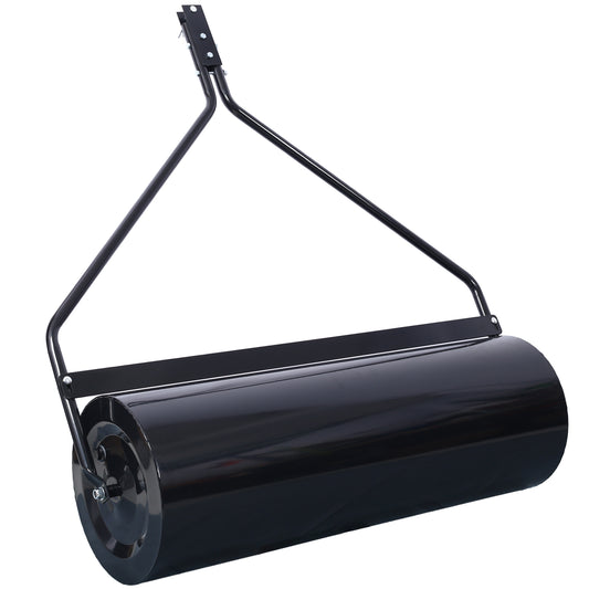 Durable Iron Garden Lawn Roller with Large 26Gal 220 lb load capacity, 40' width, ATV tow-behind, for Lawn and Garden Tractors Black color SolidRoot Buy Furniture USA