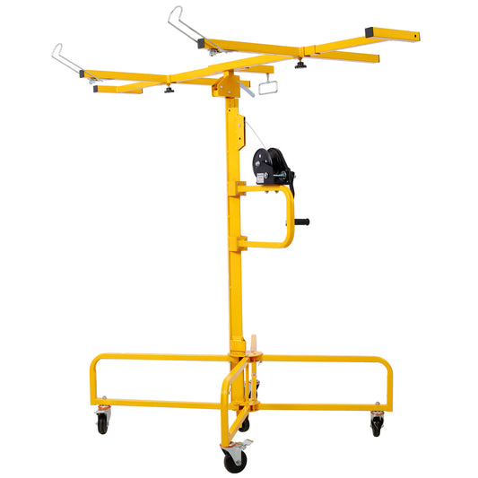 Drywall Lift Panel 16' Lift Drywall Panel Hoist Jack Lifter Jack Rolling Caster Wheel Sheetrock Drywall Lift Construction Tools,150-lb. Capacity, 4ft. x 16ft. Max. Sheet Size ,yellow SolidRoot Buy Furniture USA
