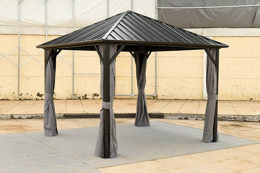 10*10FT patic gazebo,aluminum gazebo with steel canopy,Outdoor Permanent Hardtop Gazebo Canopy for Patio, Garden, Backyard SolidRoot Buy Furniture USA