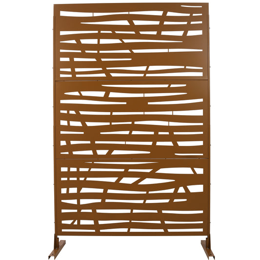 Outdoor & Indoor Metal Privacy Screen 76' H×48' W, Freestanding Decorative Screen for Deck Balcony Patio in Brown SolidRoot Buy Furniture USA