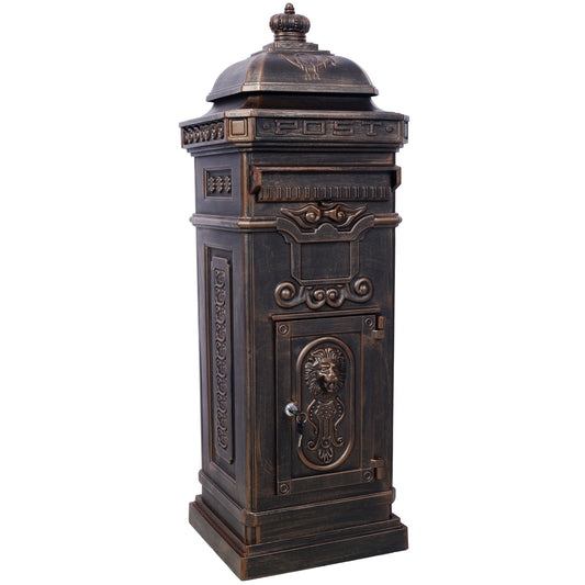 Mailboxs Mailboxes Residential Large-Capacity Letter Box Bronze Aluminum 14x13x40 Inches SolidRoot Buy Furniture USA