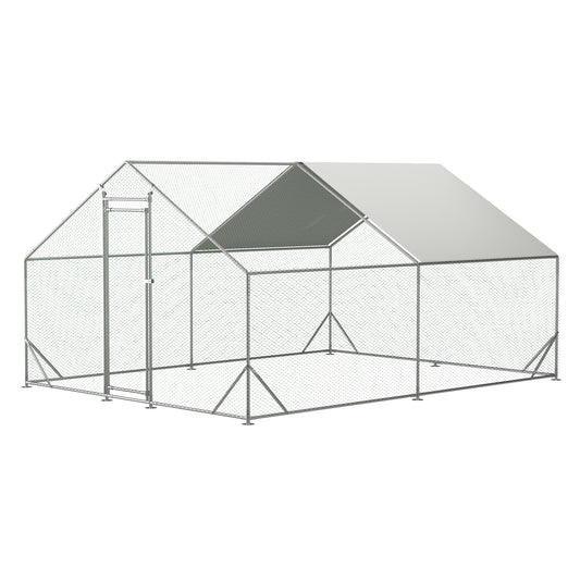 Large Metal Chicken Coop, Walk-in Chicken Run,Galvanized Wire Poultry Chicken Hen Pen Cage, Rabbits Duck Cages with Waterproof and Anti-Ultraviolet Cover for Outside(10' L x 13 W x 6.56' H) - SolidRoot Buy Furniture USA