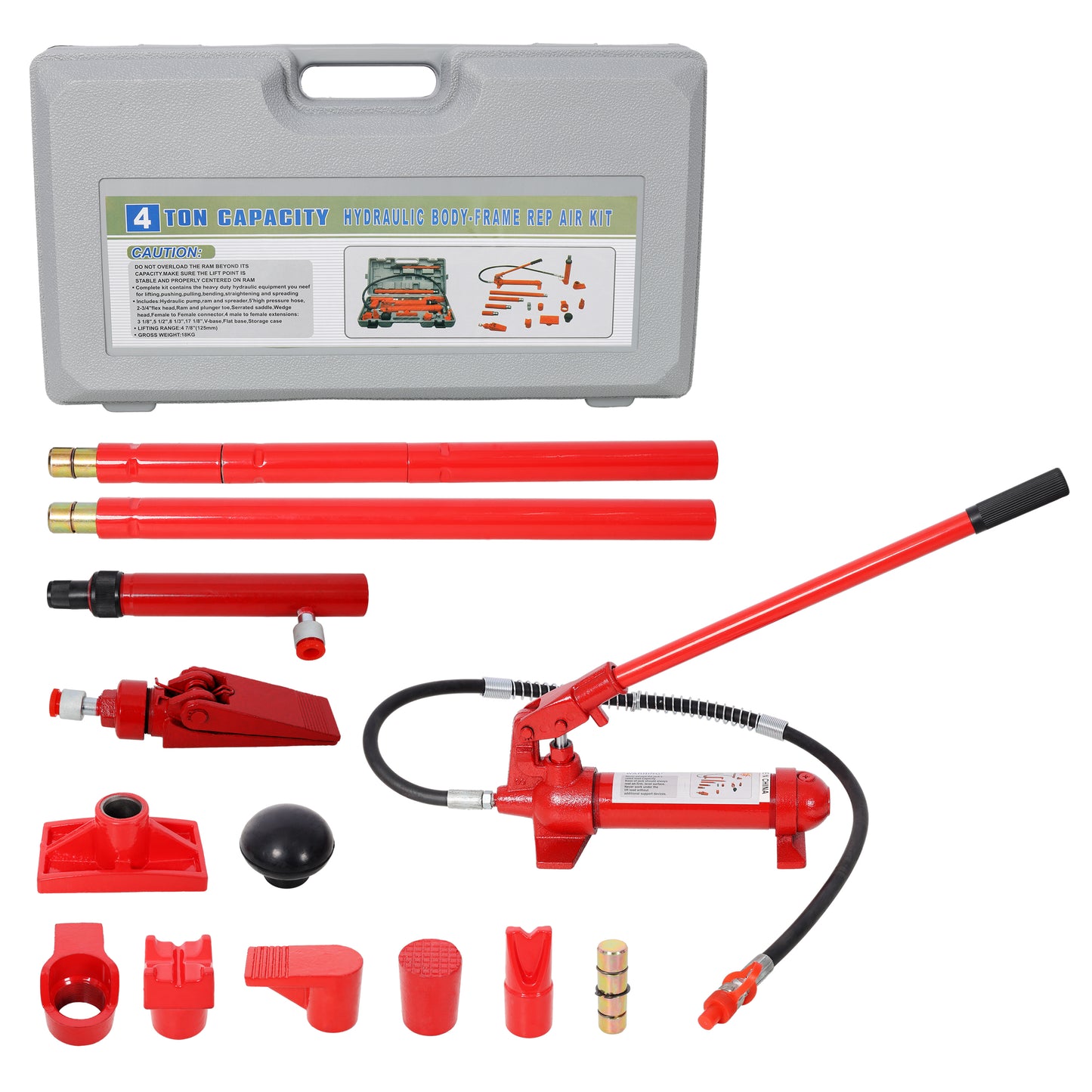 4 Ton Porta Power Kit, Portable Hydraulic Jack with Oil Hose, Auto Body Frame Repair Kit with Storage Case for Car Repair, Truck, Farm SolidRoot Buy Furniture USA