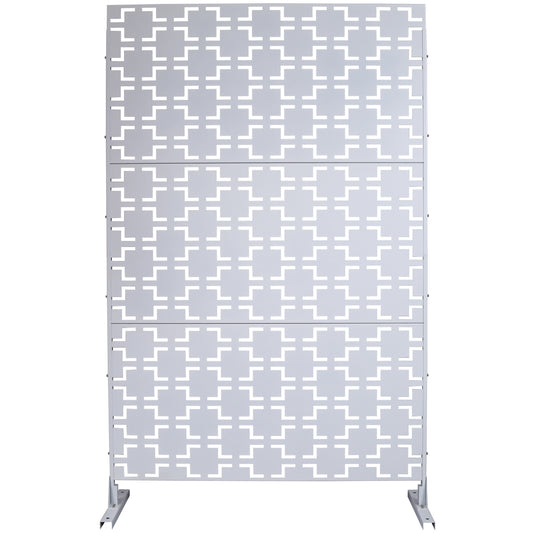 Outdoor & Indoor Privacy Screen Metal Privacy Screen 76' H×48' W, Freestanding Decorative Privacy Screen for Deck Balcony Patio, Privacy Fence Panels PS105 WHITE SolidRoot Buy Furniture USA